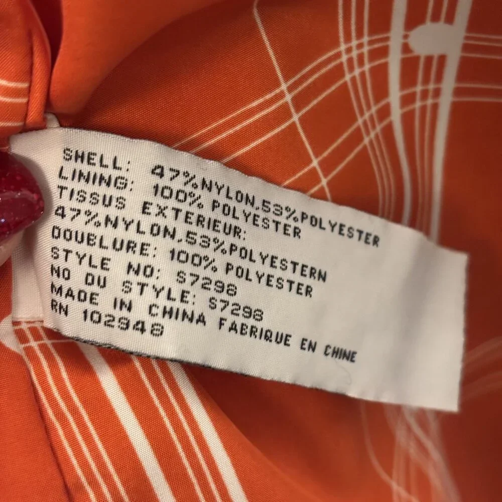 Tulle Navy Blue Coat With Orange Plaid Lining XL Lightweight 3/4 Sleeves Button - Picture 10 of 11